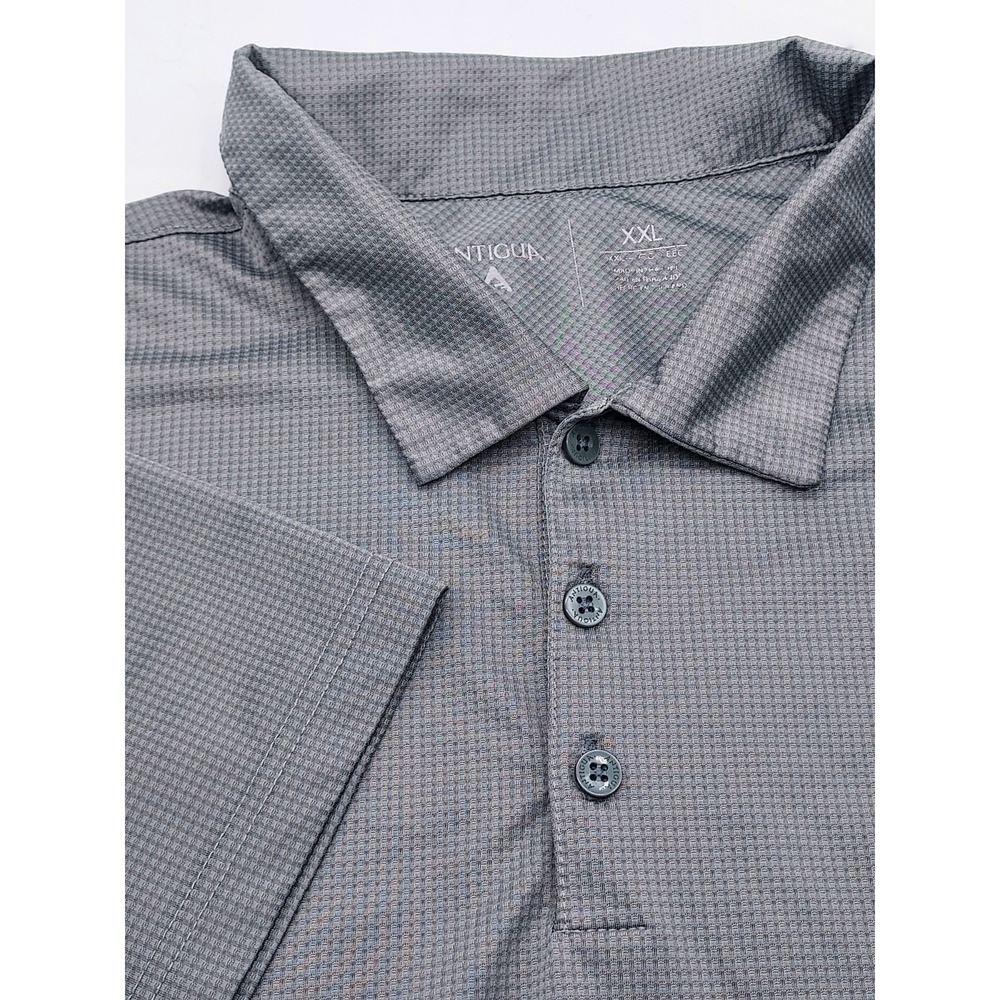 Antigua Mens Grey Textured Performance Golf Polo Shirt XXL 104269